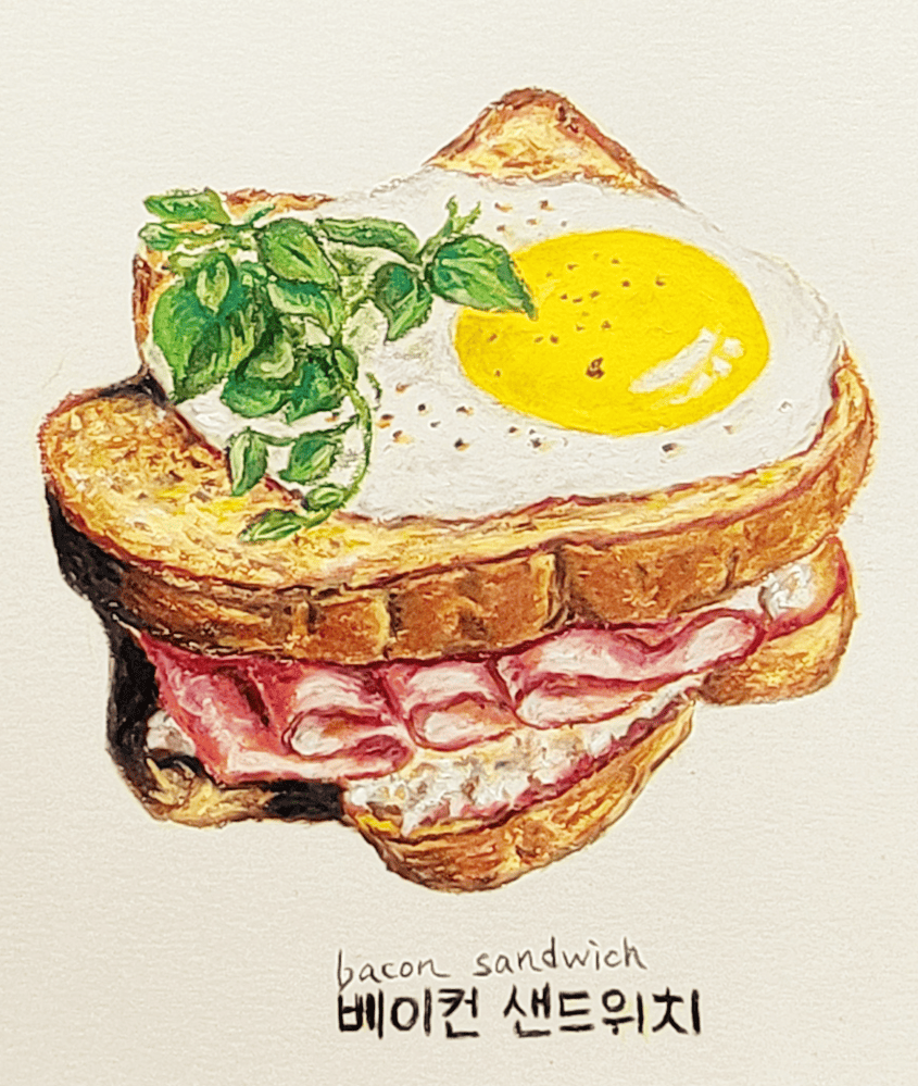 bacon-sandwich-Oil-pastel-meimong8