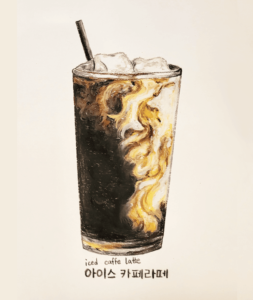 iced-coffe-latte-Oil-pastel-meimong8