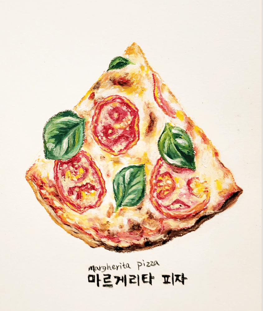 margherita-pizza-Oil-pastel-meimong8